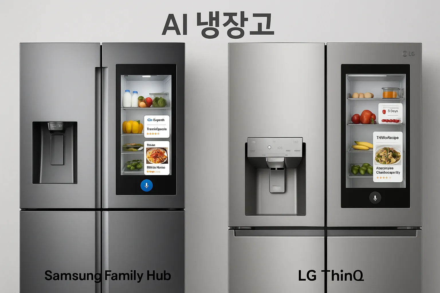 AI 삼성 패밀리허브 & LG 씽큐 냉장고 비교
