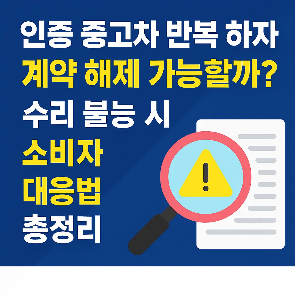 인증 중고차 반복 하자, 계약 해제 가능할까? 수리 불능 시 소비자 대응법 총정리