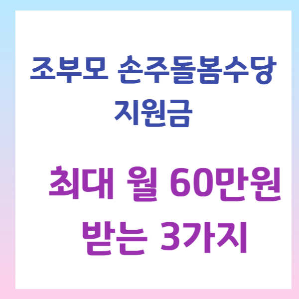 조부모 손주돌봄수당 지원금, 최대 월 60만 원 받는 3가지 지자체별 신청 방법 총정리