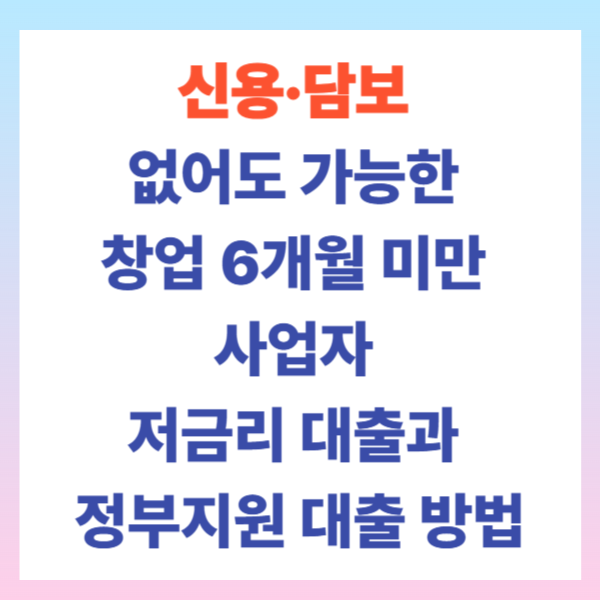 신용·담보 없어도 가능한 창업 6개월 미만 사업자 저금리 대출과 정부지원 대출 방법